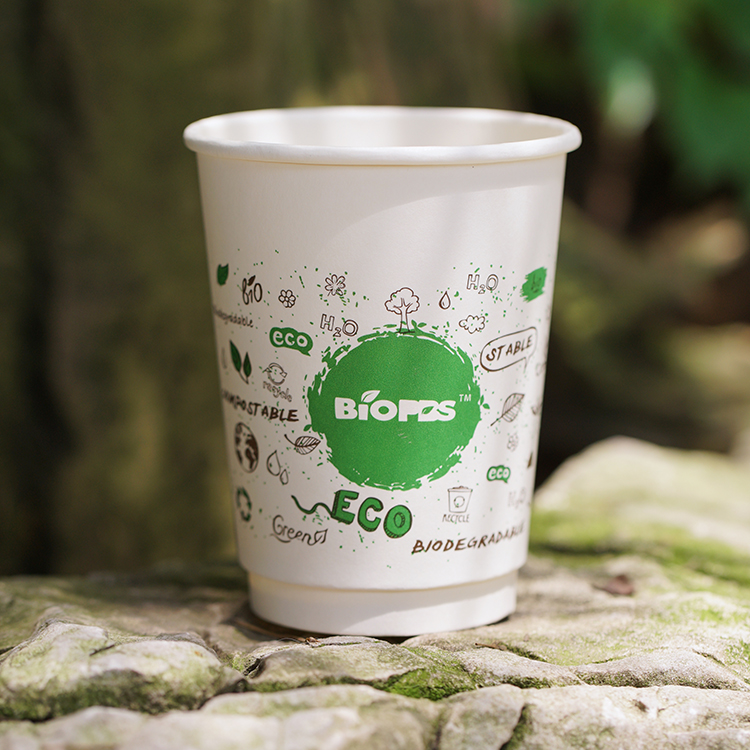 Good Quality BioPBS Compostable Coffee Single Wall Paper Cups With Lid