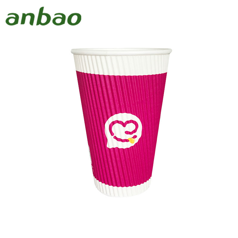 8oz s-ripple red paper cup with lid