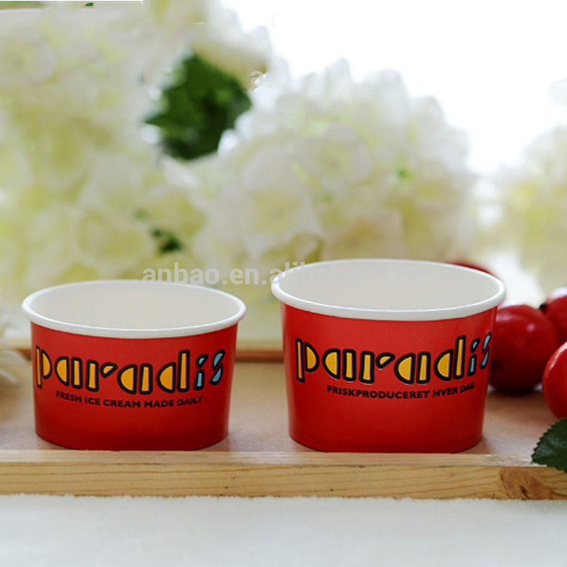 Disposable Biodegradable Single Wall Noodle Soup Ice Cream Paper Cup With Lids