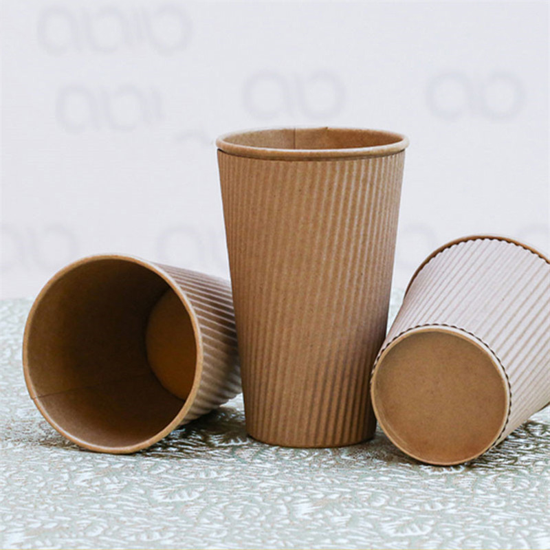 8oz Disposable Custom Company Logo Printed Hot Drinking Ripple Wall Paper Cup