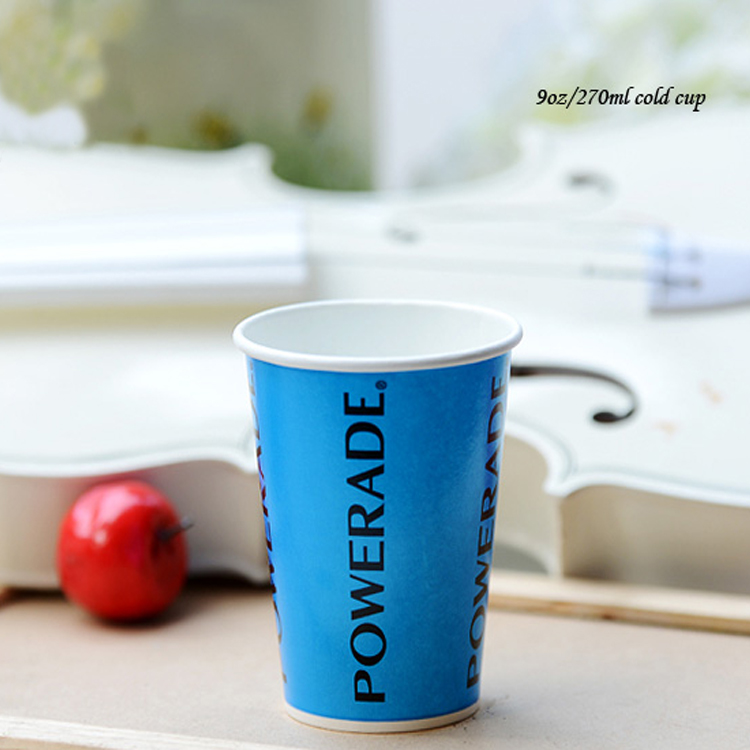 Custom Logo Printed Cold Drink Paper Cups With Ps Lid
