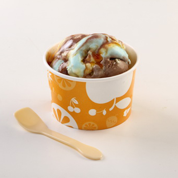 4 oz Custom Printed Disposable Ice Cream Paper Cup With Lid And Spoon