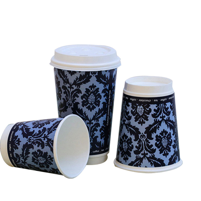 Patented double wall paper coffee cup with lid and sleeve