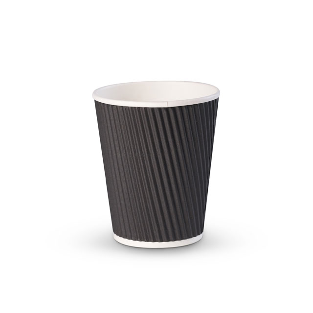 8oz Black Ripple Wall Disposable Paper Cup