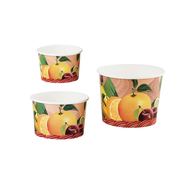 Eco-Friendly Customized Frozen Yogurt Ice Cream Paper Cup With Lid